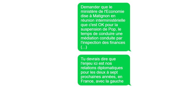 Reconstitution d’un échange de SMS envoyés par Alexandre Quintard-Kaigre à son collègue Mark MacGann. (UBER FILES / CELLULE INVESTIGATION DE RADIO FRANCE)