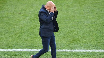 L'Argentin&nbsp;Jorge Sampaoli face à l'Islande le 16 juin 2018 à Moscou (Russie). (FRANCISCO LEONG / AFP)