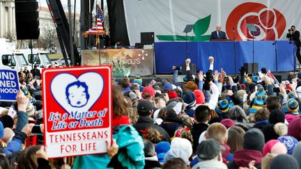 Le vice-président américain, Mike Pence, est venu&nbsp;soutenir les manifestants. (YURI GRIPAS / REUTERS)