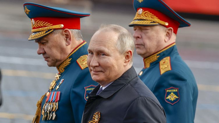 Vladimir Putin during the military parade on May 9, 2022, in Moscow.  (SEFA KARACAN / ANADOLU AGENCY)