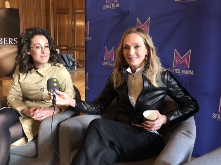 La réalisatrice Leah Rachelle et l'actrice Uma Thurman au festival Series Mania en mars 2019 au Grand Palais de Lille (RADIO FRANCE / LAURENT VALIERE)