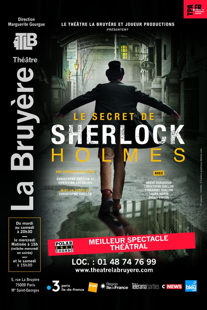 L'affiche du&nbsp;"Secert de Sherlock Holmes" au Théâtre Labruyère à Paris, 2022. (LAURENCINE LOT)