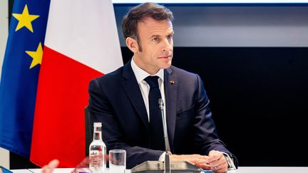 Le président français Emmanuel Macron à Amsterdam (Pays-Bas) le 12 avril 2023 (ALBERT NIEBOER / ROYAL PRESS EUROPE)