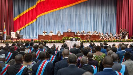 Une session du parlement congolais en présence de l'ancien président Joseph Kabila en novembre 2016. (JUNIOR D.KANNAH / AFP)