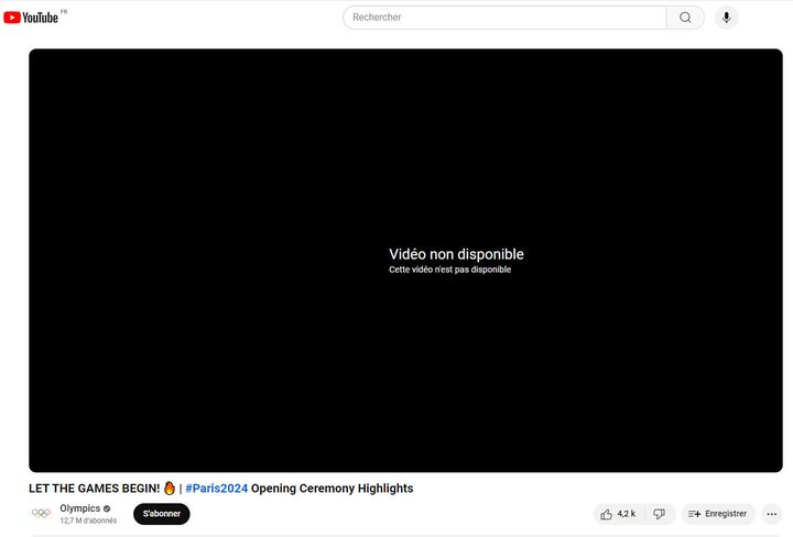 Capture d'écrande du lien vers la vidéo de la cérémonie d'ouverture. (CAPTURE D'ECRAN YOUTUBE)