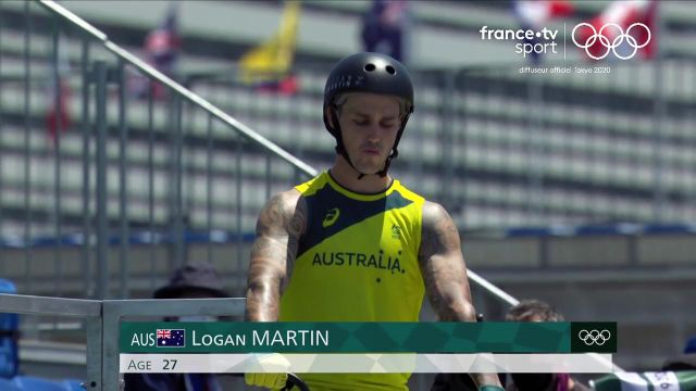 L'Australien Logan Martin, avec un passage noté 93.30 points, remporte le premier titre olympique de l'histoire du BMX Freestyle Le Français Anthony Jeanjean (78.20 pts) se classe septième.