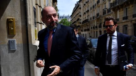 Le propriétaire des Girondins de Bordeaux Gerard Lopez avant l'audition face à la DNCG, le 14 juin 2022. (JULIEN DE ROSA / AFP)