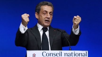 L'ancien président de la République et candidat à la primaire de la droite, Nicolas Sarkoey, le 2 juillet 2016, lors d'un Conseil national des Républicains, à Paris. (PATRICK KOVARIK / AFP)