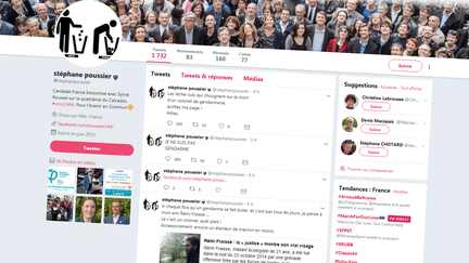 Sur son compte Twitter, l'ancien candidat de La France insoumise aux élections législatives Stéphane Poussier s'est réjoui, samedi 24 mars 2018, de la mort du lieutenant-colonel Arnaud Beltrame. (TWITTER)