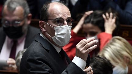 Le Premier ministre Jean Castex, devant l'Assemblée nationale à Paris, le 5 octobre 2021. (STEPHANE DE SAKUTIN / AFP)