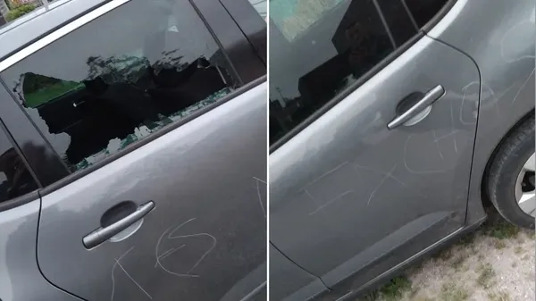 La voiture d'un militant RN a été dégradée à Amiens vendredi 5 juillet, la victime a déposé plainte. Documents remis à France Bleu. (FRANCE BLEU - RADIO FRANCE)