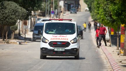 An ambulance in Beita, occupied West Bank, on August 9, 2024. (WAHAJ BANI MOUFLEH / MIDDLE EAST IMAGES / AFP)