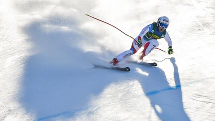 La suissesse Joana Haehlen à l'épreuve de descente féminine à la Coupe du monde de ski alpin FIS à Bansko (Bulgarie), le 24 janvier 2020. (NIKOLAY DOYCHINOV / AFP)