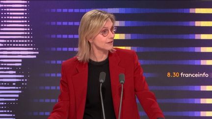 Agnès Pannier-Runacher, ministre de la Transition énergétique était l'invitée du "8h30&nbsp;franceinfo", mercredi 1er mars 2023. (FRANCEINFO / RADIOFRANCE)