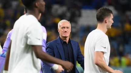 Le sélectionneur Didier Deschamps après la victoire contre l'Australie en Coupe du monde, au stade Al-Janoub, le 22 novembre 2022. (FRANCK FIFE / AFP)