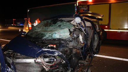 Une personne âgée&nbsp;roulant à contresens sur l'autoroute A6 a percuté de face le véhicule d'un couple et ses trois enfants, le 27 décembre 2017 au niveau de Mâcon (Saône-et-Loire). (MAXPPP)