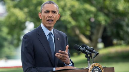 Le pr&eacute;sident am&eacute;ricain, Barack Obama, &agrave; la Maison Blanche, le 29 juillet 2014. (NICHOLAS KAMM / AFP)