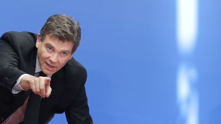 Le ministre de l'Economie, Arnaud Montebourg, assiste &agrave; une conf&eacute;rence sur la "nouvelle France industrielle" &agrave; l'Elys&eacute;e, le 7 mai 2014. (CHRISTIAN HARTMANN / AFP)