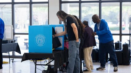 Des électeurs votent pour la présidentielle américaine dans le comté de Gwinnett (Géorgie), le 5 novembre 2024. (NATHAN POSNER / AFP)