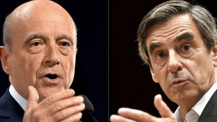 Alain Juppé et François Fillon. Les deux finalistes de la «primaire de la droite et du centre» divergent sur les principaux dossiers de politique internationale. (montage AFP JEAN-FRANCOIS MONIER LOIC VENANCE)