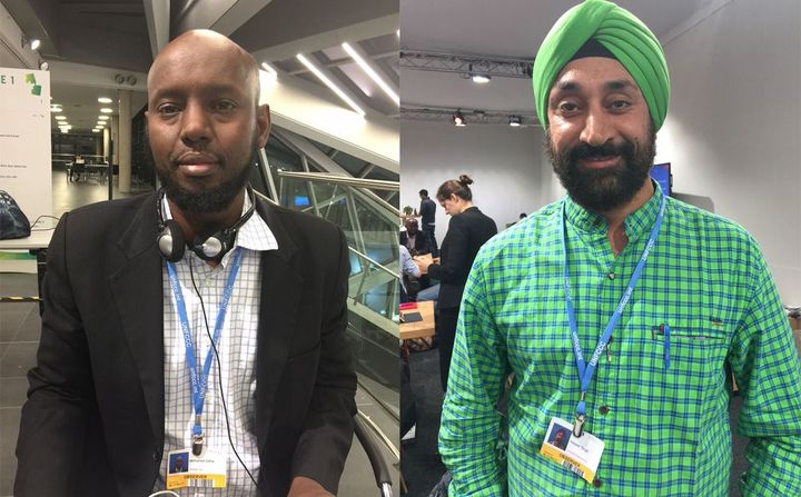 Mohamed Adow (Christian Aid) et Harjeet Singh (Actionaid) à Bonn, lors de la COP23 (Géopolis/FG)