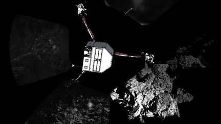 Le robot Philae s'est pos&eacute; &agrave; la surface de la com&egrave;te "Tchouri", le 12 novembre 2014. (PHILAE / ESA / AFP)