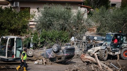 Le village de Breil-sur-Roya a été particulièrement touché pendant les intempéries de la tempête Alex, le 2 octobre 2020. (ARIE BOTBOL / HANS LUCAS / AFP)