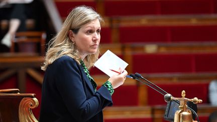 Yaël Braun-Pivet, la présidente de l'Assemblée nationale, le 6 juin 2023. (BERTRAND GUAY / AFP)