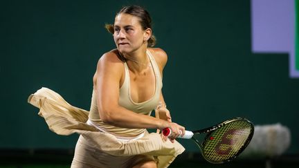 L'Ukrainienne Marta Kostyuk, durant le tournoi d'Indian Wells, le 8 mars 2023. (ROB PRANGE / AFP)