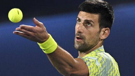 Novak Djokovic lors du tournoi de Dubaï, le 1er mars 2023. (MAXPPP)