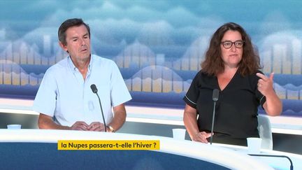 Bruno Dive et Eve Roger sur le plateau des Informés du matin du 14 septembre 2022. (FRANCEINFO / RADIO FRANCE)