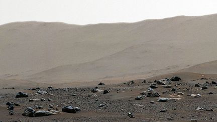 Photo panoramique du cratère Jezero sur la planète Mars, prise par la Nasa, le 24 février 2021. (HANDOUT / NASA/JPL-CALTECH/MSSS/ASU)