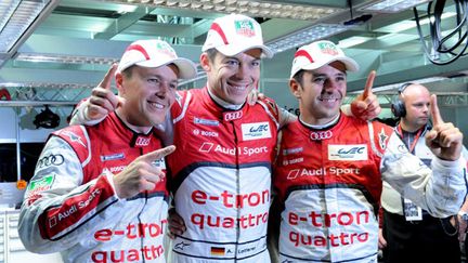 Fässler-Lotterer-Tréluyer, l'équipage en pole au Mans sur une Audi R18 e-tron quattro (JEAN-FRANCOIS MONIER / AFP)