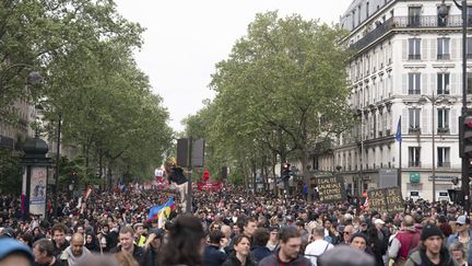 La manifestation du 1er mai à l'occasion de la Fête du Travail, à Paris, le 12 juin 2024. (FIORA GARENZI / HANS LUCAS / AFP)