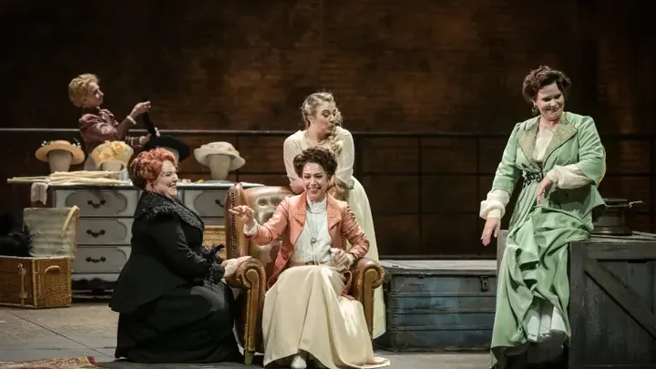 Olivia Boen, Marie-Andrée Bouchard-Lesieur, Marie-Nicole Lemieux and Federica Guida during rehearsals for "Falstaff" at the Bastille Opera. (Vincent Pontet/OnP)