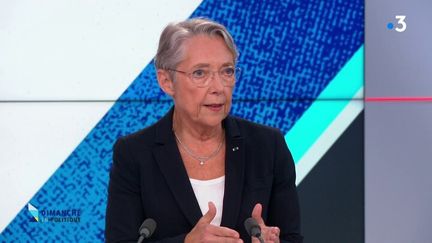 La Première ministre, Elisabeth Borne, était l'invitée de "Dimanche en politique", sur France 3, dimanche 11 juin 2023. (CAPTURE D'ECRAN FRANCE 3)