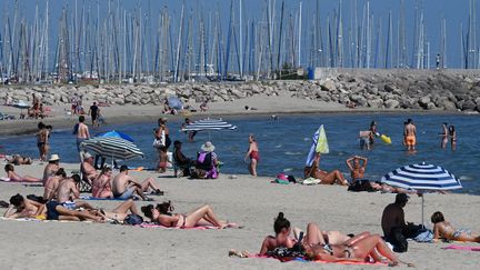 La plage de&nbsp;Palavas-les-Flots (Hérault) le 10 juin 2021. (PASCAL GUYOT / AFP)