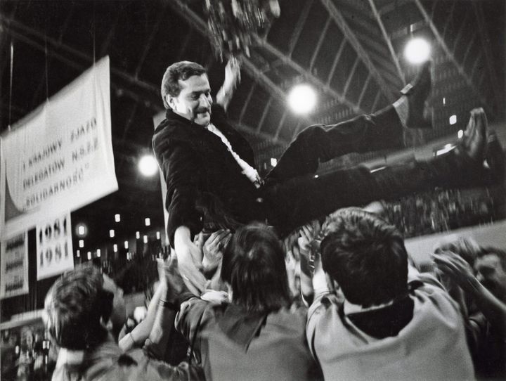 Lech Walesa lors du premier congrès national des délégations de Solidarność, en septembre 1981, à Gdańsk, en Pologne. (MAXPPP)