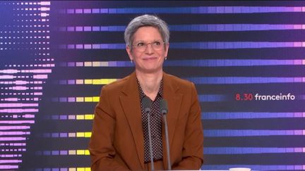 Sandrine Rousseau,&nbsp;députée EELV de Paris était l'invitée du "8h30&nbsp;franceinfo" du mercredi 12 octobre 2022. (FRANCEINFO / RADIOFRANCE)