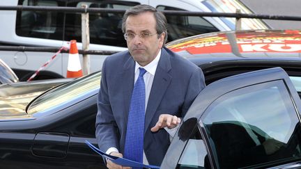 Le leader du parti conservateur de la Nouvelle d&eacute;mocratie, Antonis Samaras, le 7 mai 2012. (LOUISA GOULIAMAKI / AFP)