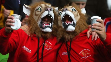 Des supporters des Lions britanniques et irlandais assistent au match de rugby de leur &eacute;quipe qui affronte les Rebels de Melbourne &agrave; Melbourne (Australie), le 25 juin 2013. (MAXPPP)