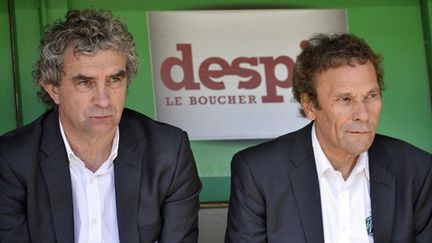 Dominique Rocheteau et Roland Romeyer ravis de voir les Verts retrouver la Coupe d'Europe (PHILIPPE MERLE / AFP)