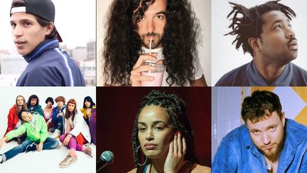 Six nouvelles têtes à We Love Green 2018 : en haut Moha La Squale, Jorja Smith et Sampha; en bas Superorganism, Chaton et Myth Syzer.
 (DR sauf Cindy Barrymore/Sipa pour Jorja Smith)