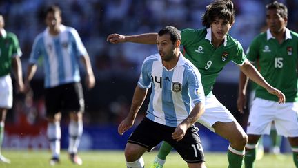 Le match de qualification pour la Coupe du monde 2014&nbsp;entre l'Argentine et la Bolivie, le 11 novembre 2011&nbsp;&agrave; Buenos Aires (Argentine),&nbsp;lors duquel un arbitre a accord&eacute; un penalty plus que litigieux en faveur de l'Argentine, selon Europol. (ALEJANDRO PAGNI / AFP)