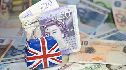 Des billets en euros et en livres sterling symbolisent l'après Brexit. (JEAN-LUC FL?MAL / MAXPPP)