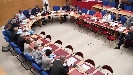 La comission des lois du Sénat dans le cadre de l'affaire Benalla, le 30 juillet 2018.&nbsp; (ALAIN JOCARD / AFP)