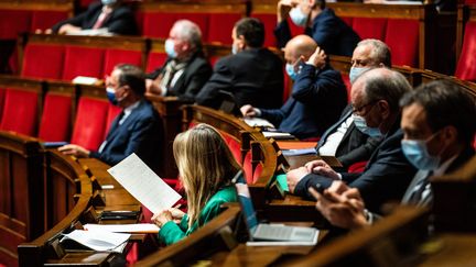 Des députés à l'Assemblée nationale, le 9 mars 2021. (XOSE BOUZAS / HANS LUCAS / AFP)