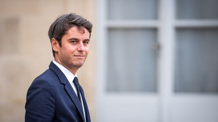 The Minister of National Education, Gabriel Attal, during the exit of the council of ministers, November 8, 2023. (XOSE BOUZAS / HANS LUCAS / AFP)