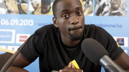 Le champion du monde de triple saut, Teddy Tamgho, le 5 septembre 2013, &agrave; Bruxelles. (NICOLAS MAETERLINCK / BELGA / AFP)