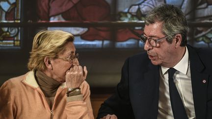 Les époux Balkany, lors d'un conseil municipal à Levallois-Perret, le 15 avril 2019. (STEPHANE DE SAKUTIN / AFP)